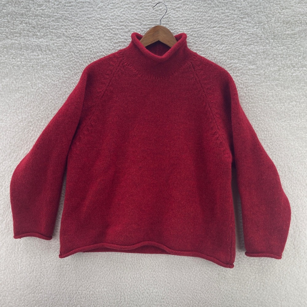Vintage J Crew Sweater Mens Medium* Red Roll Neck Oarsman Wool Hong Kong Preppy